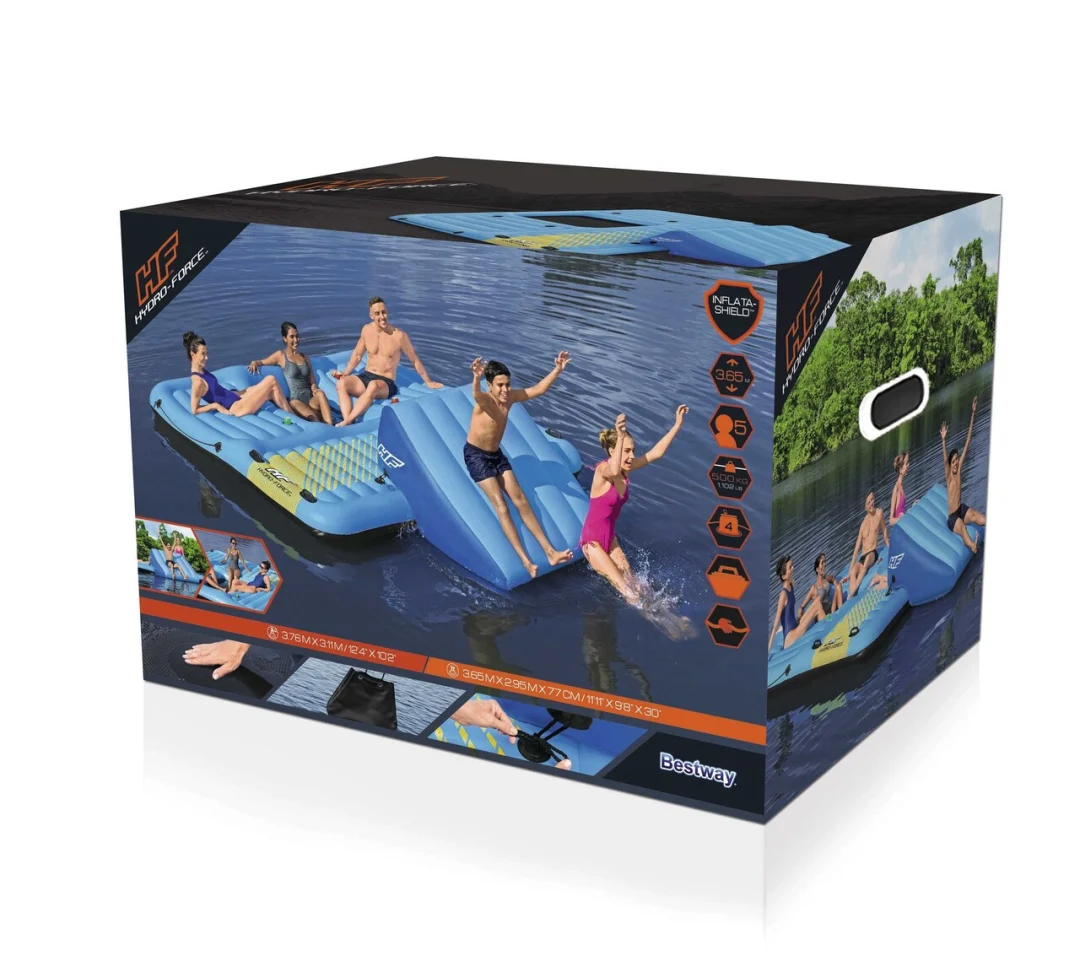 Veliki napuhani Hydro-Force otok za plivanje za 5 osoba BESTWAY + tobogan 365x295x77cm + tobogan_11