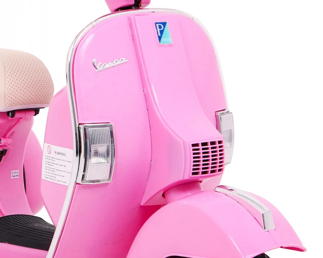 Vespa električni skuter za djecu roza + pomoćni kotači + audio + eko koža + EVA + spori start motor na akumulator_14