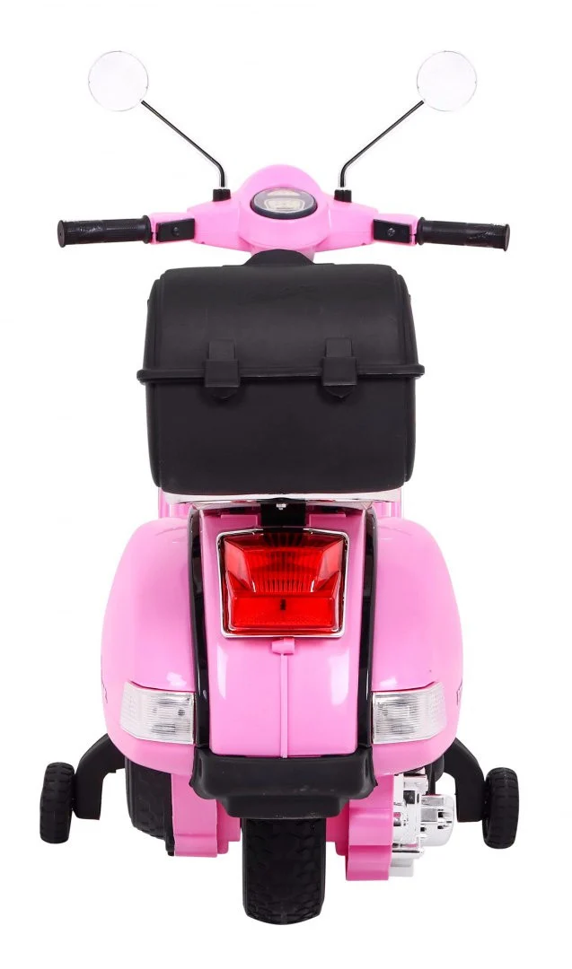 Vespa električni skuter za djecu roza + pomoćni kotači + audio + eko koža + EVA + spori start motor na akumulator_6