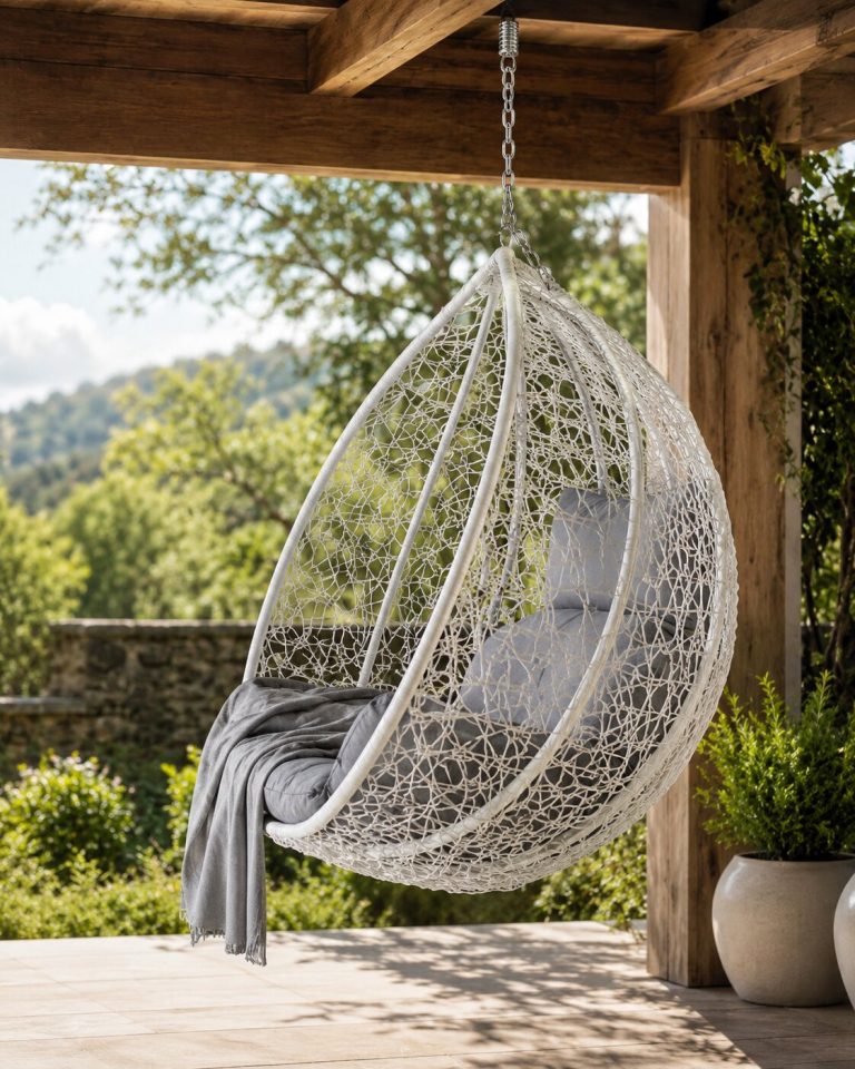 Viseća Fotelja Cocoon Hanging Toscana Bijela 2