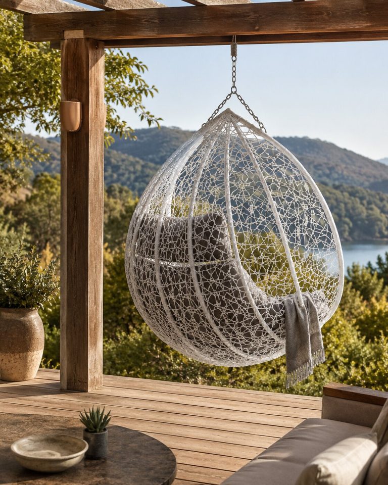 Viseća Fotelja Cocoon Hanging Toscana Bijela 3