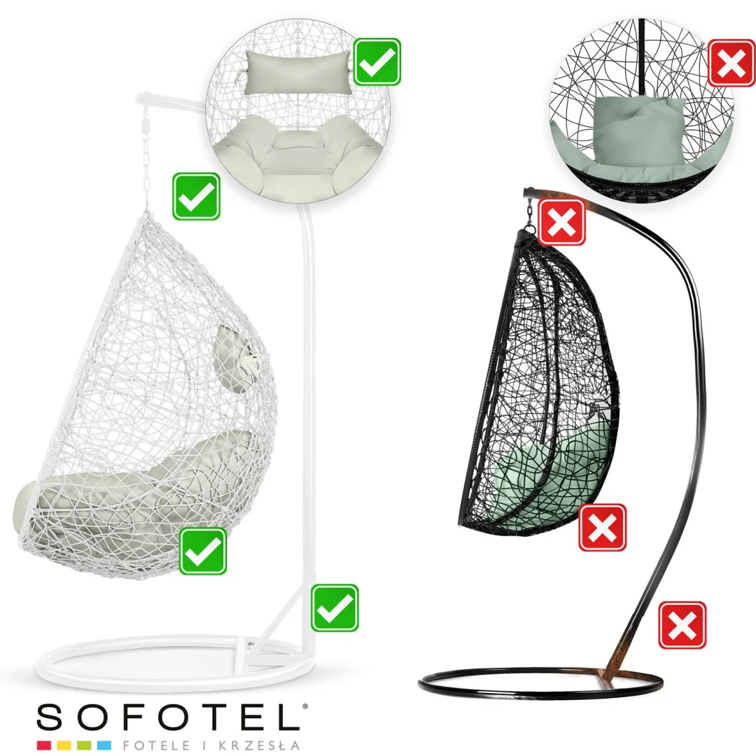 Viseća vrtna stolica Brava bijela + jastuci Sofotel sivi_13