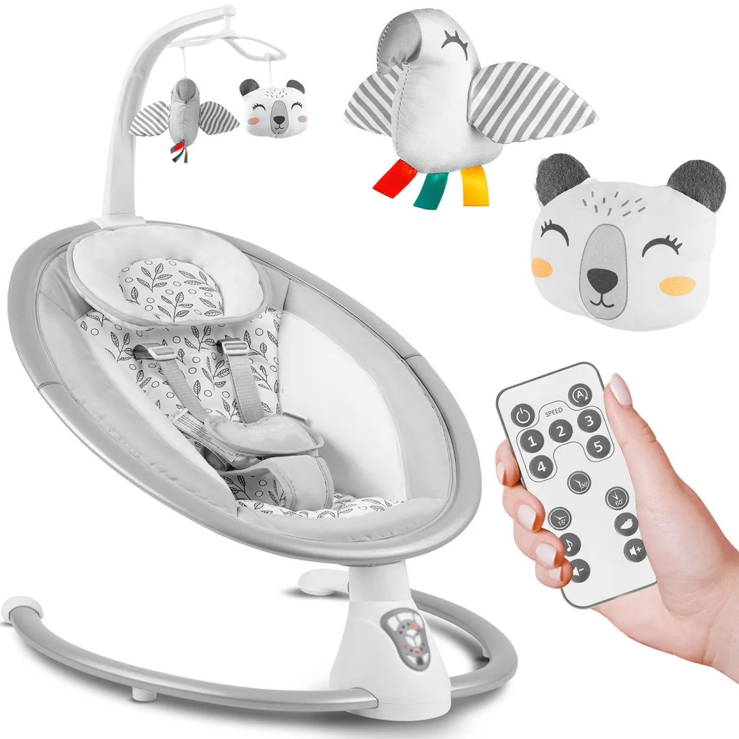 Višenamjenska ljuljačka s automatskim ljuljanjem, bijela i siva Ricokids 705000_1