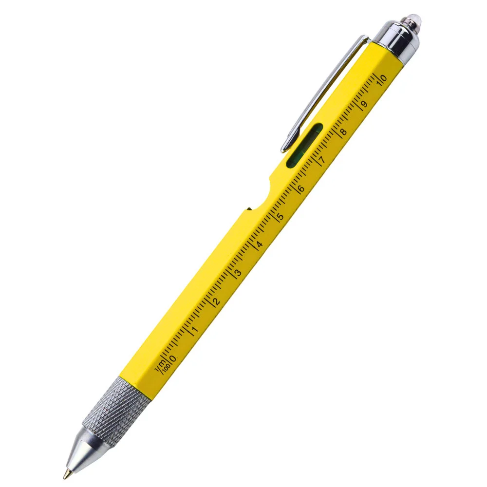Višenamjenska olovka 8 u 1 libela LED odvijač žuta_2