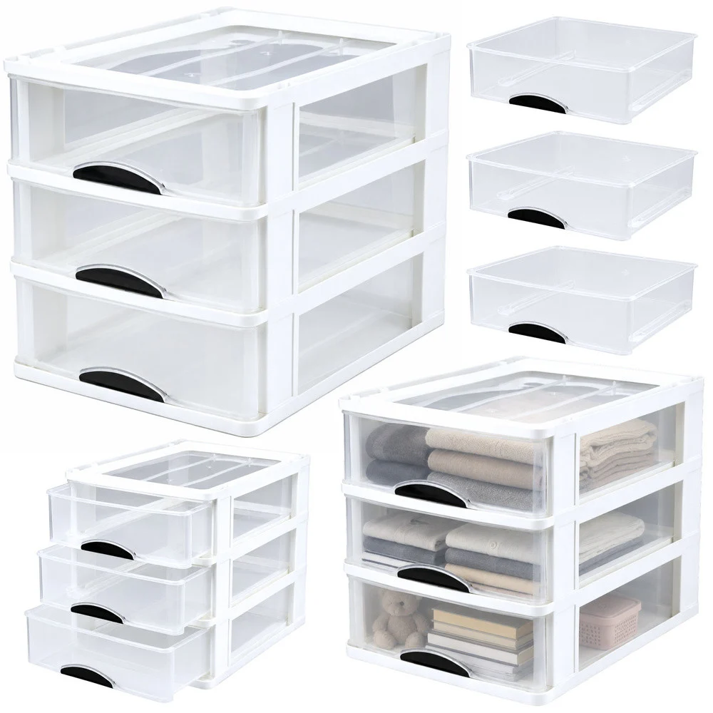 Višenamjenski organizator s 3 ladice, plastični, bijeli_1
