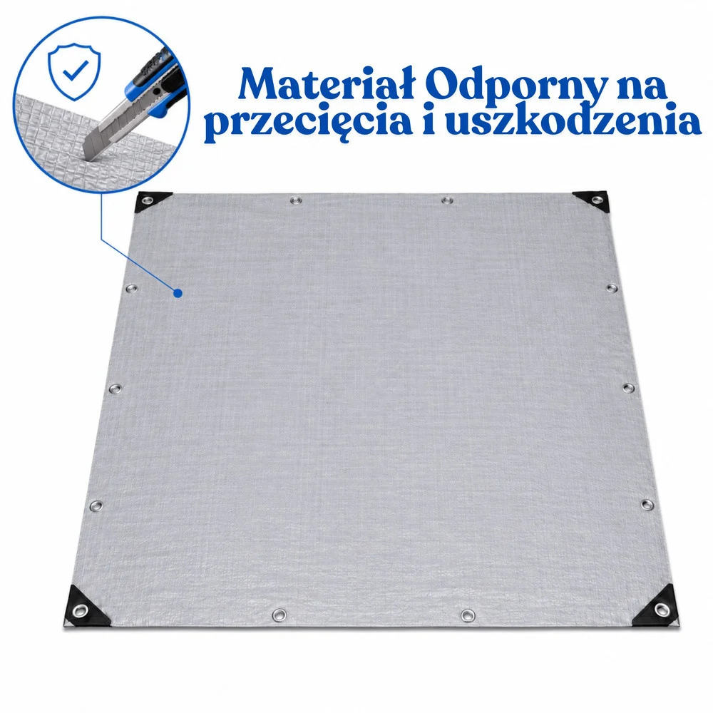 Vodootporna cerada siva 3 × 4 m, ojačana s ušicama_5