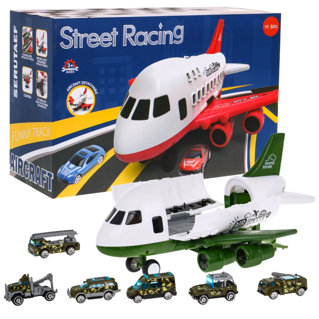 Vojni avion 2u1 s parkiralištem i 6 vozila 3+_1