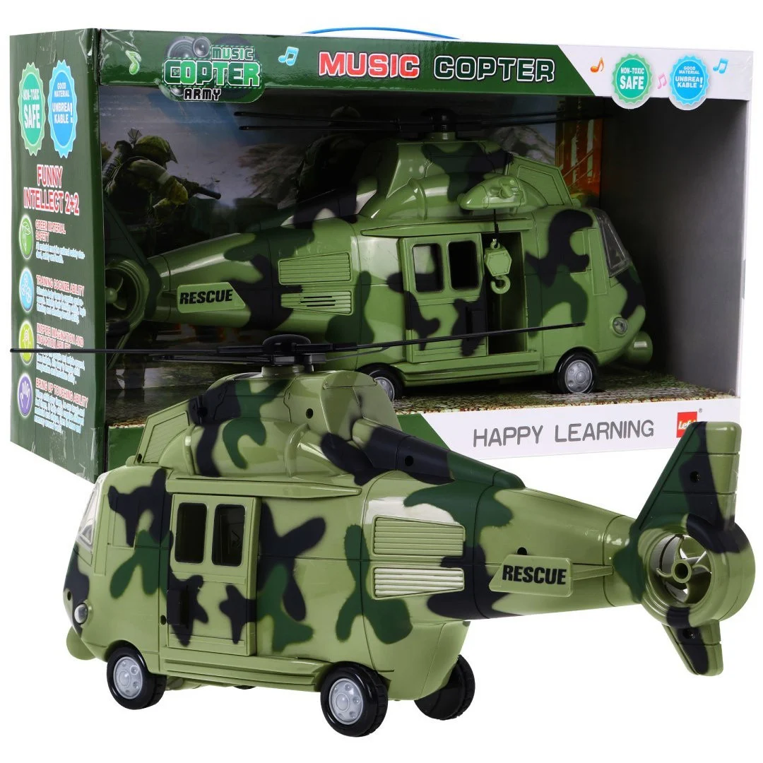 Vojni helikopter za djecu 3+ svijetlozeleni + zvukovi svjetla + pokretni dijelovi_1