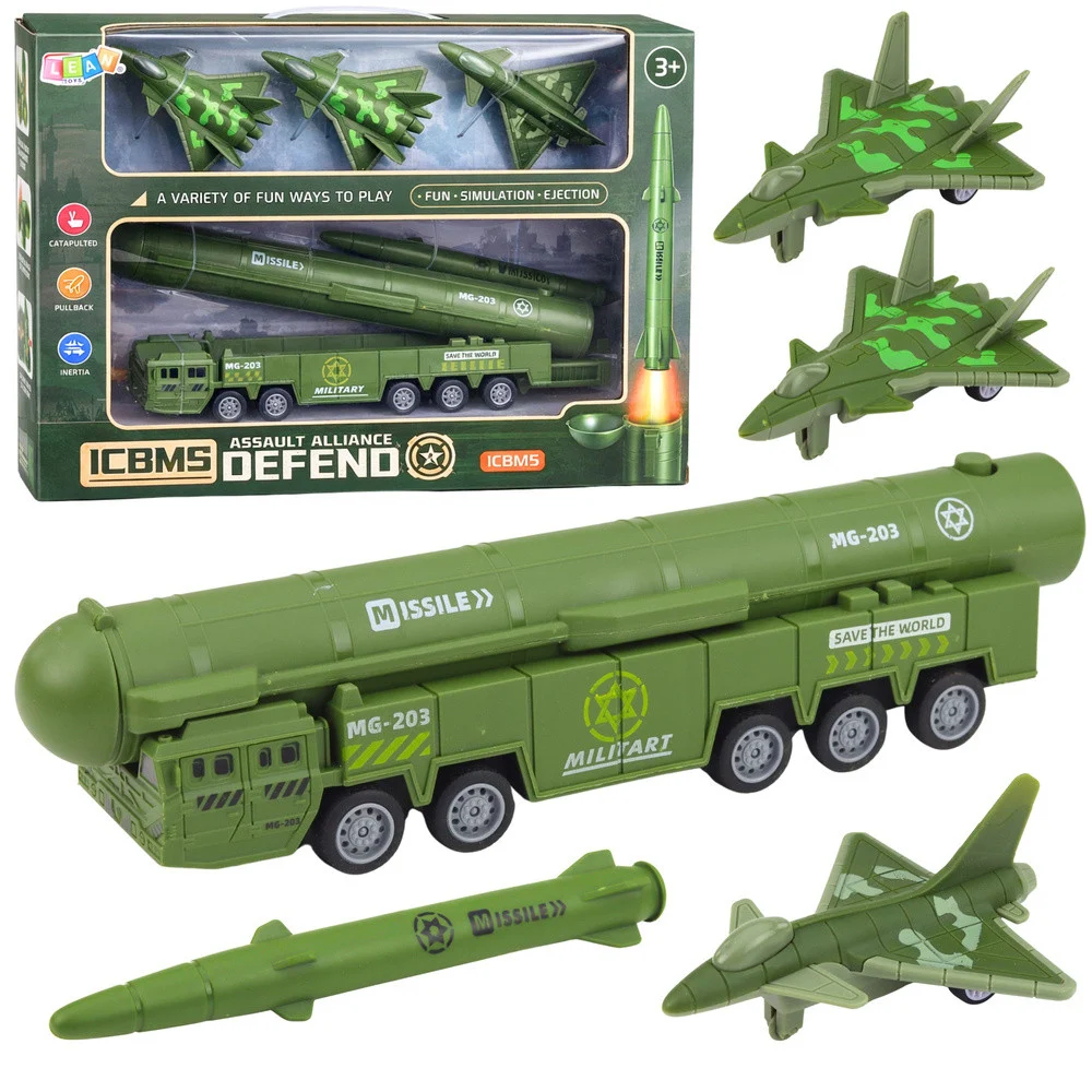Vojni set kamion bacač raketa i borbeni avioni_1
