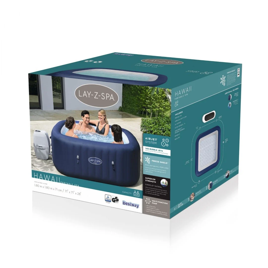 Vrtna hidromasažna kada Hawaii Lay-Z-Spa AirJet BESTWAY za 6 osoba + filter + navlaka + ChemConnect_8