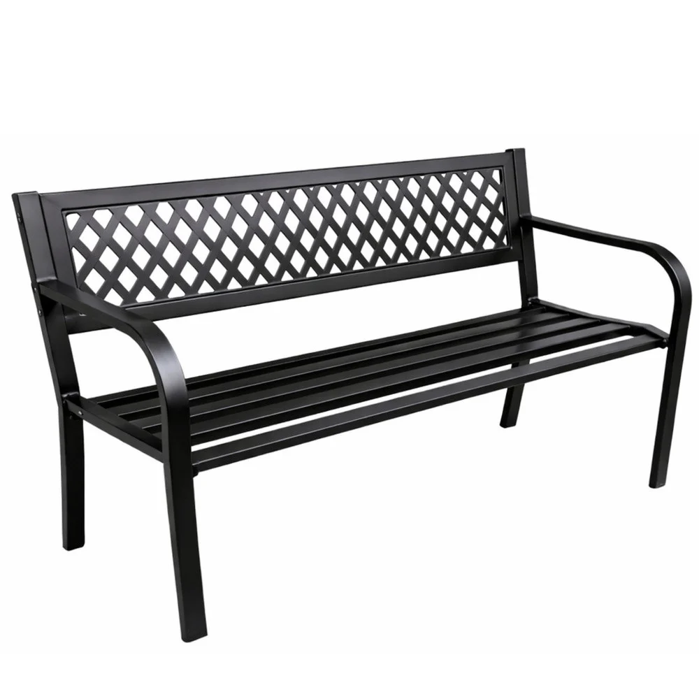 Vrtna metalna klupa 2 sjedala crna 120 cm_1