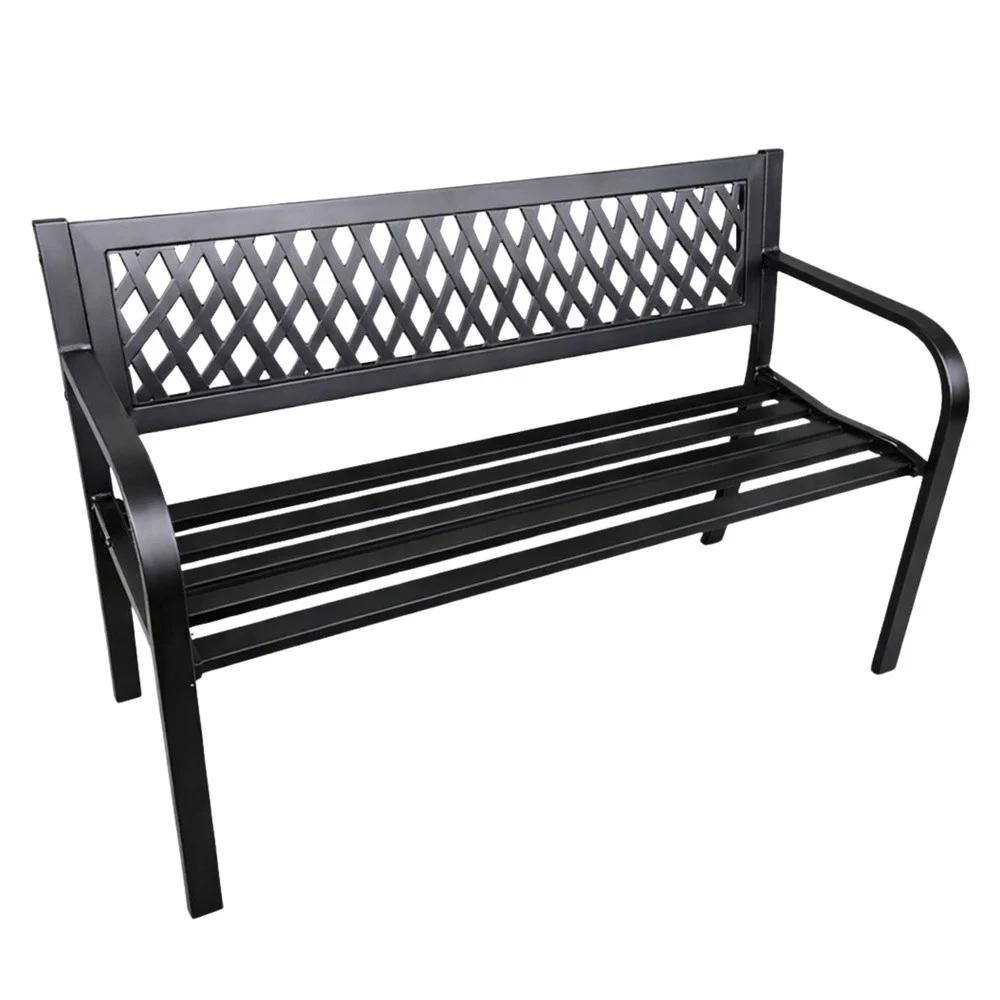 Vrtna metalna klupa 2 sjedala crna 120 cm_10