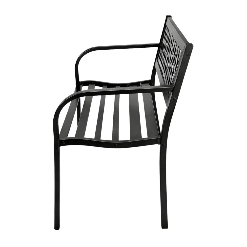 Vrtna metalna klupa 2 sjedala crna 120 cm_3