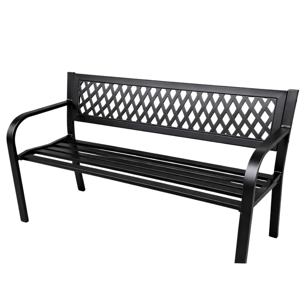 Vrtna metalna klupa 2 sjedala crna 120 cm_4