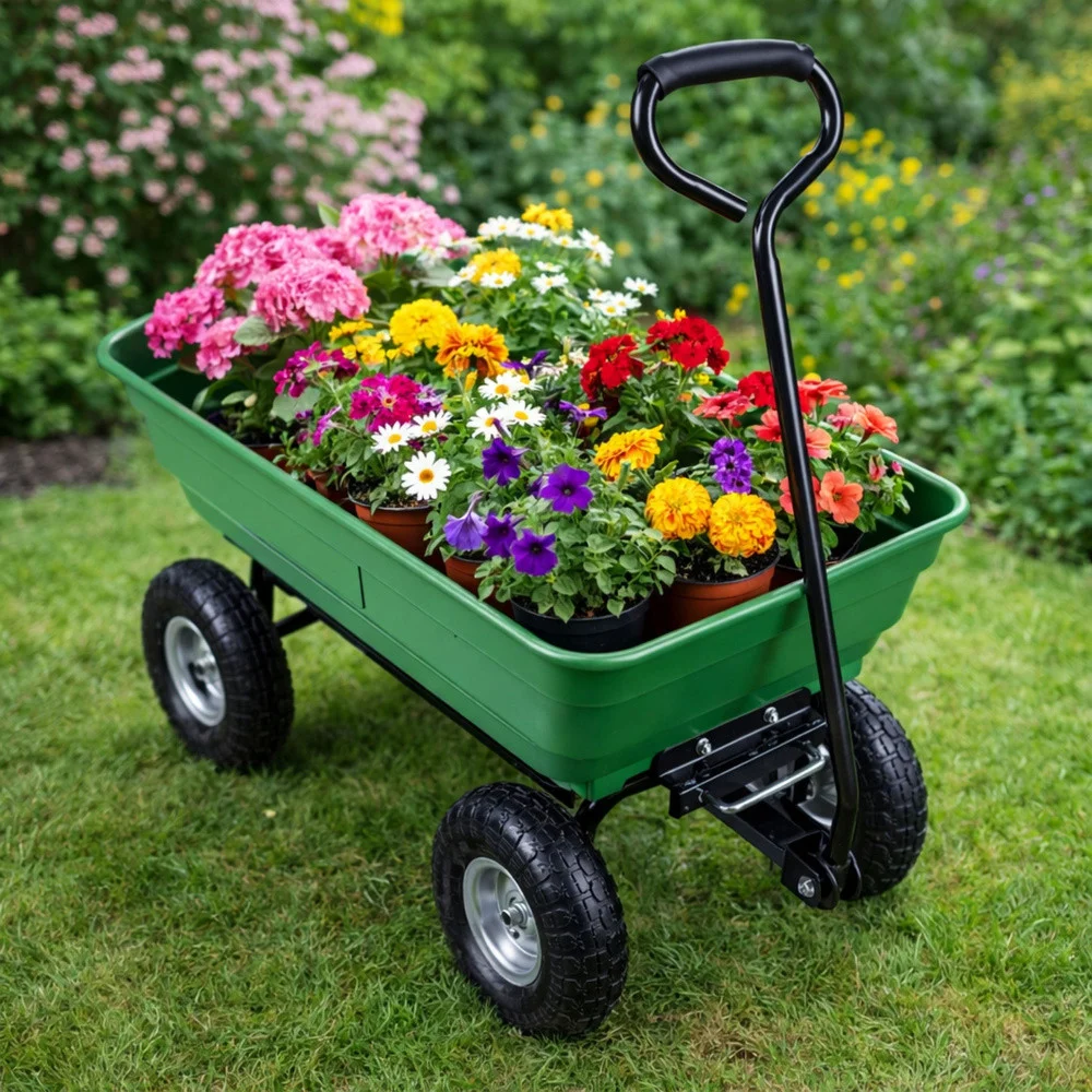 Vrtna transportna kolica, odvojiva nagibna pladanj, zelena, 120 kg_7