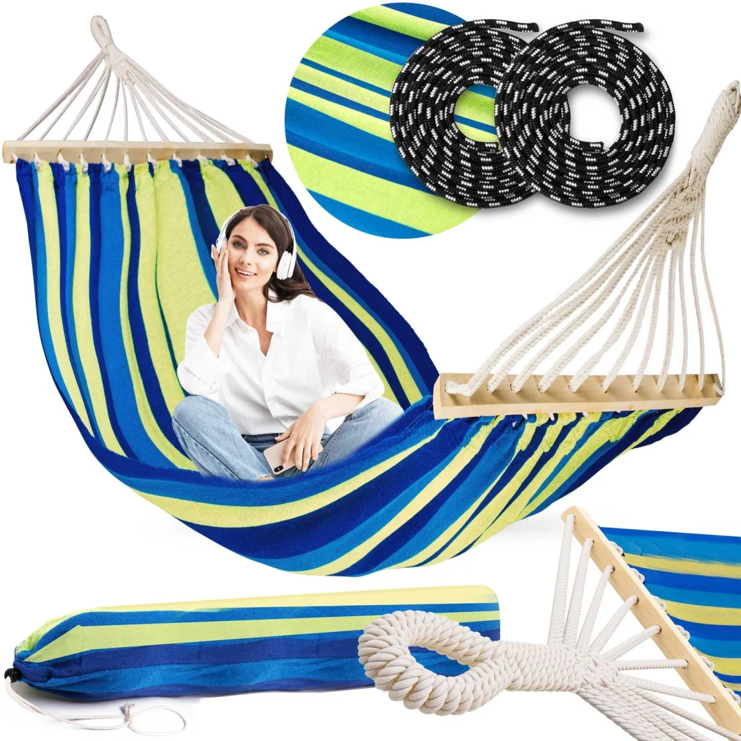 Vrtna viseća mreža 220 x 160 cm Bahama Double, za 2 osobe, plava_1