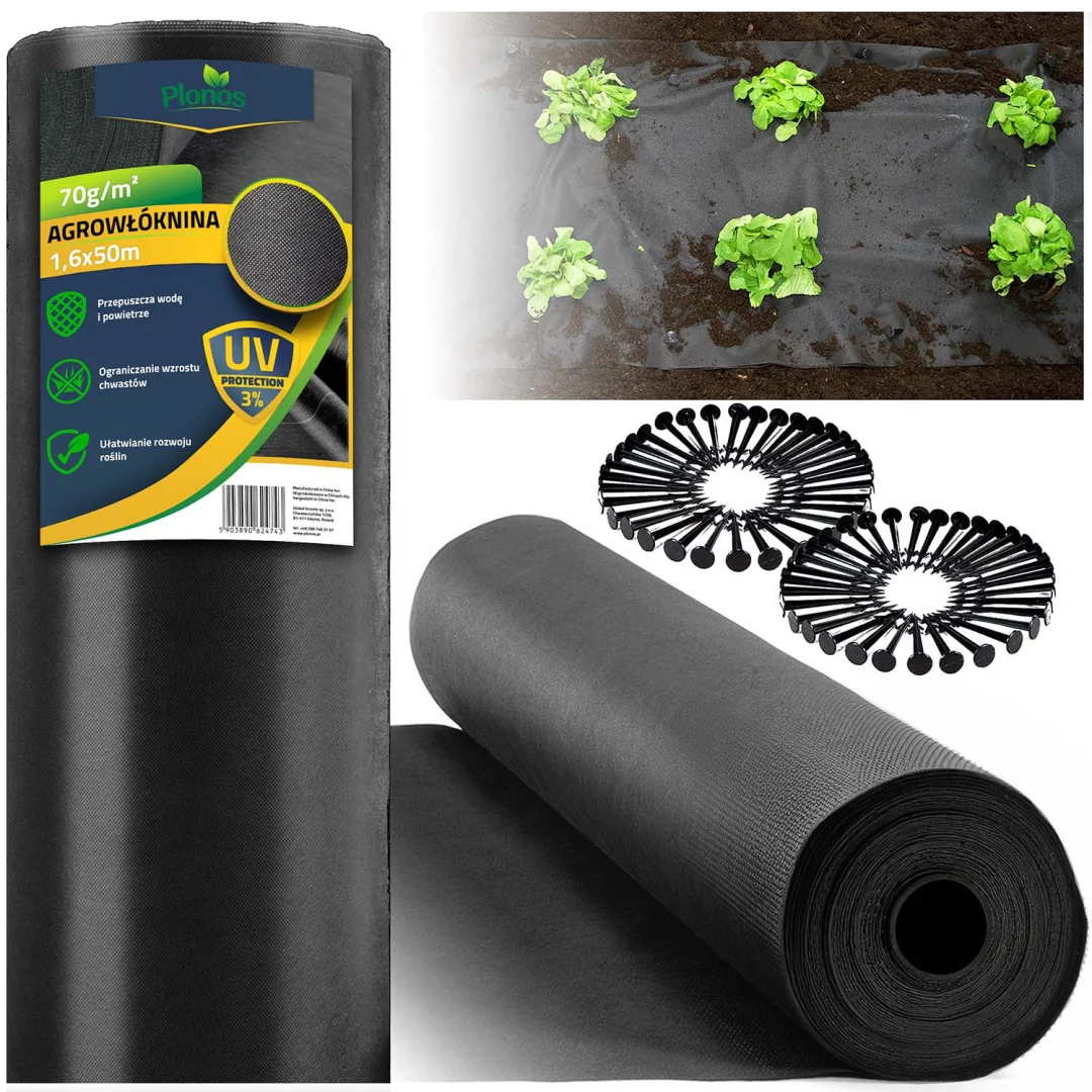 Vrtni agrotekstil 1,6 m x 100 m 90 g/m2 + 100 Plonos iglica (netkani) - crni_1