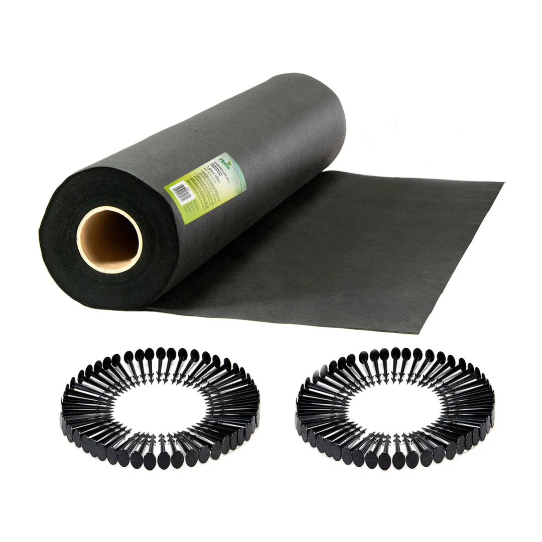 Vrtni agrotekstil 1,6 m x 100 m 90 g/m2 + 100 Plonos iglica (netkani) - crni_3