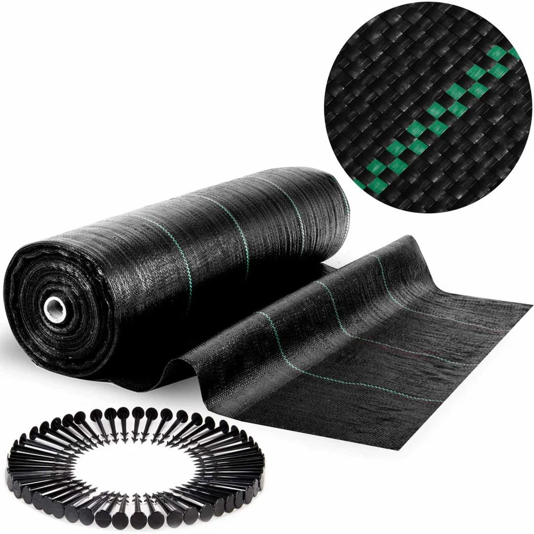 Vrtni agrotekstil 1,6 m x 100 m 90 g/m2 + 100 Plonos iglica (tkani) - crni_4