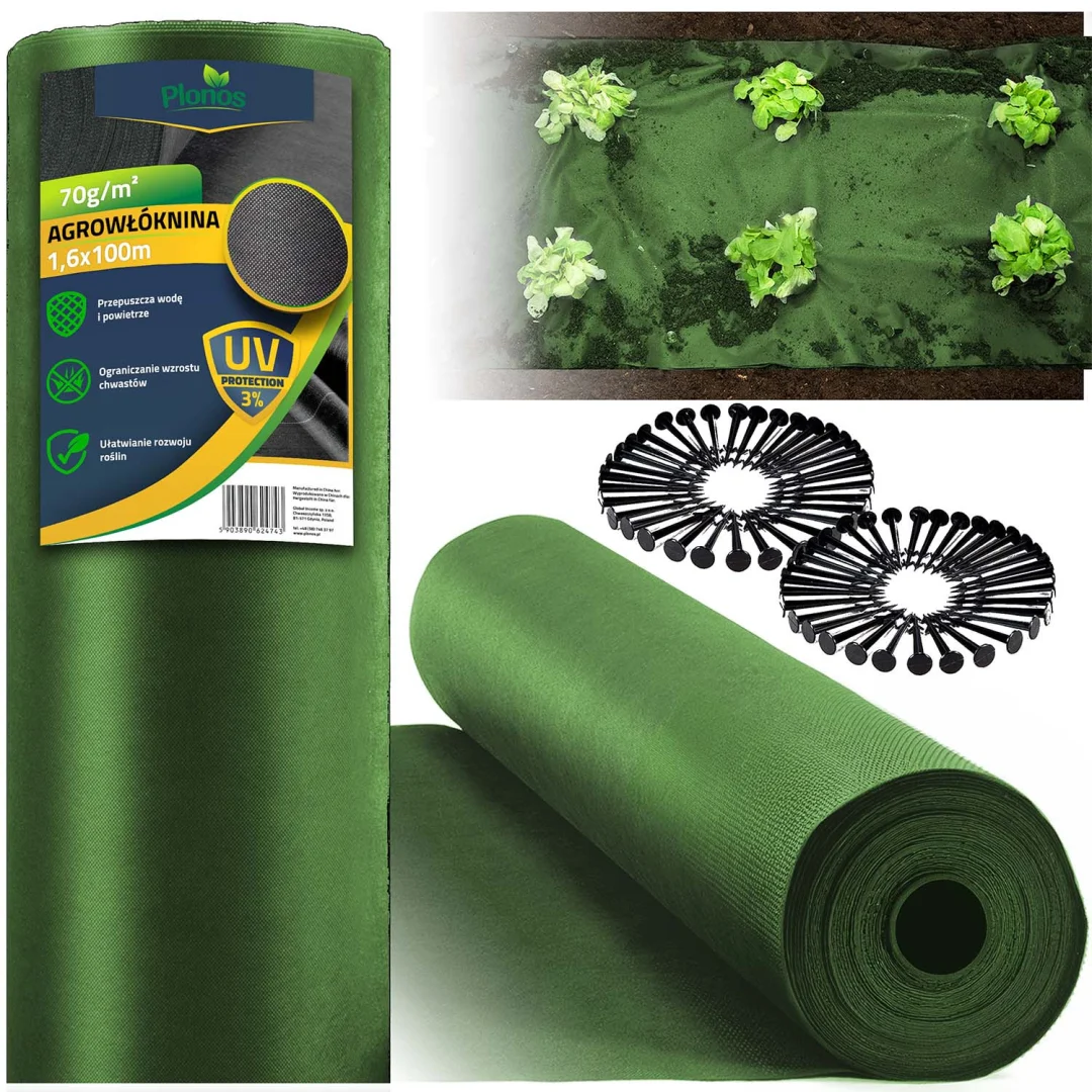 Vrtni agrotekstil 1,6 m x 100 m 90 g/m2 + 100 Plonos iglica - zeleni_1