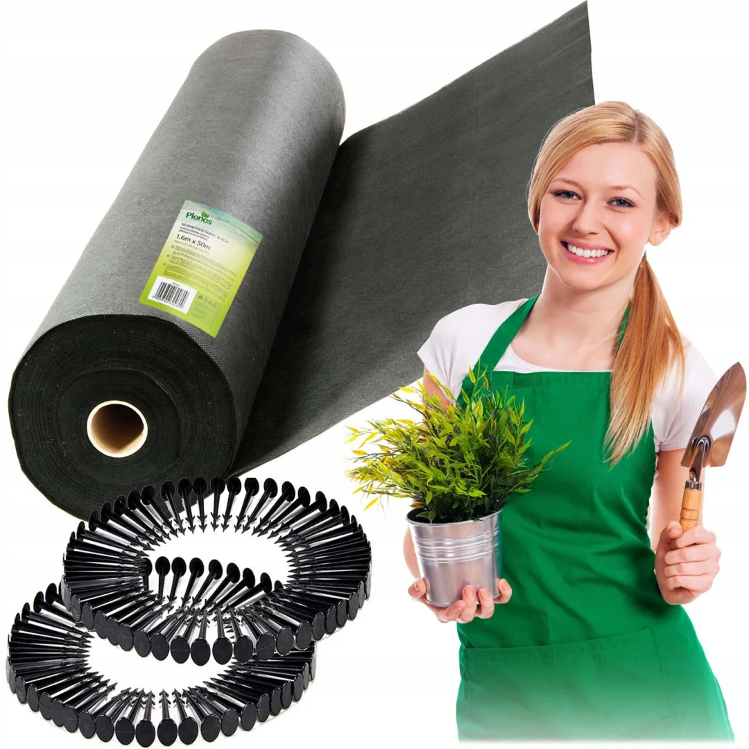 Vrtni agrotekstil 1,6 m x 50 m 70 g/m2 + 100 Plonos iglica - crni_1