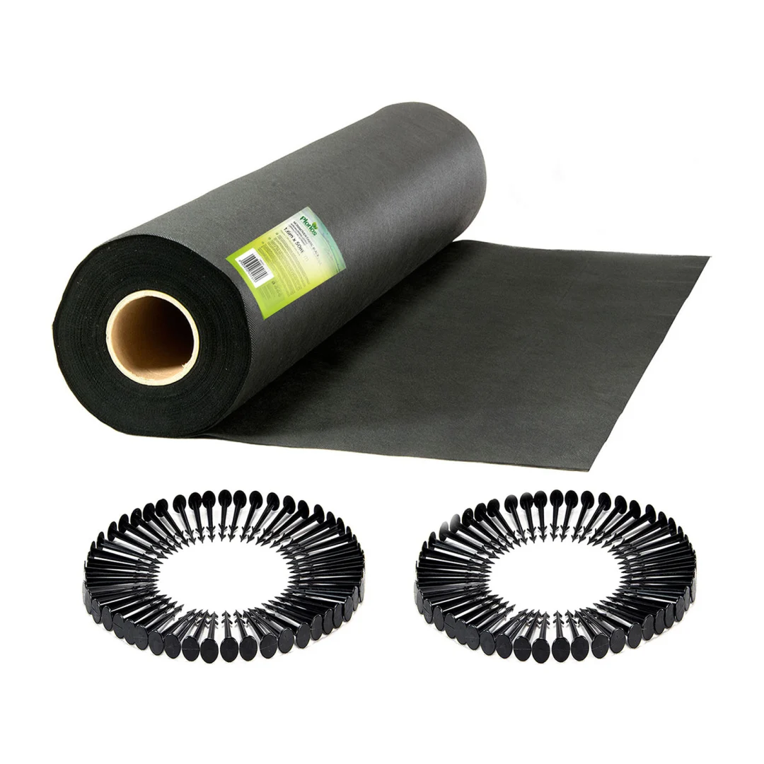Vrtni agrotekstil 1,6 m x 50 m 70 g/m2 + 100 Plonos iglica - crni_2