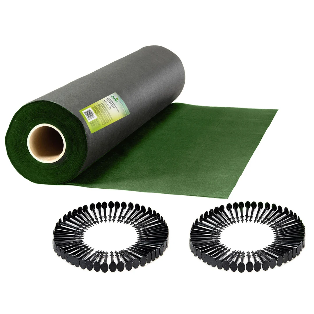 Vrtni agrotekstil 1,6 m x 50 m 90 g/m2 + 100 Plonos iglica - crni i zeleni_2