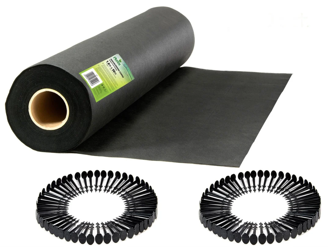 Vrtni agrotekstil 1,6 m × 50 m + 100 klinova Plonos_1