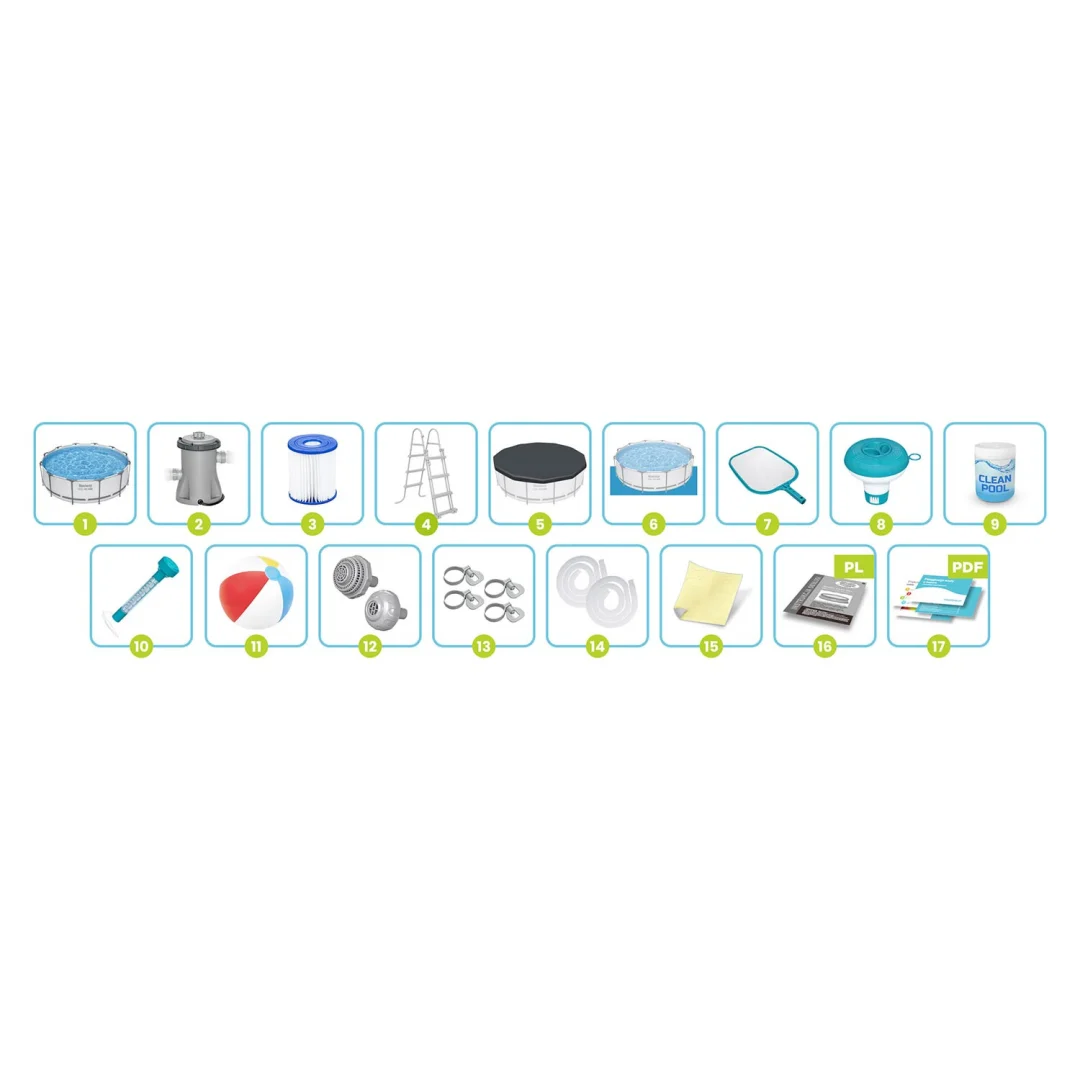 Vrtni bazen s okvirom 366 x 100 cm 17-u-1 Bestway 56418_12