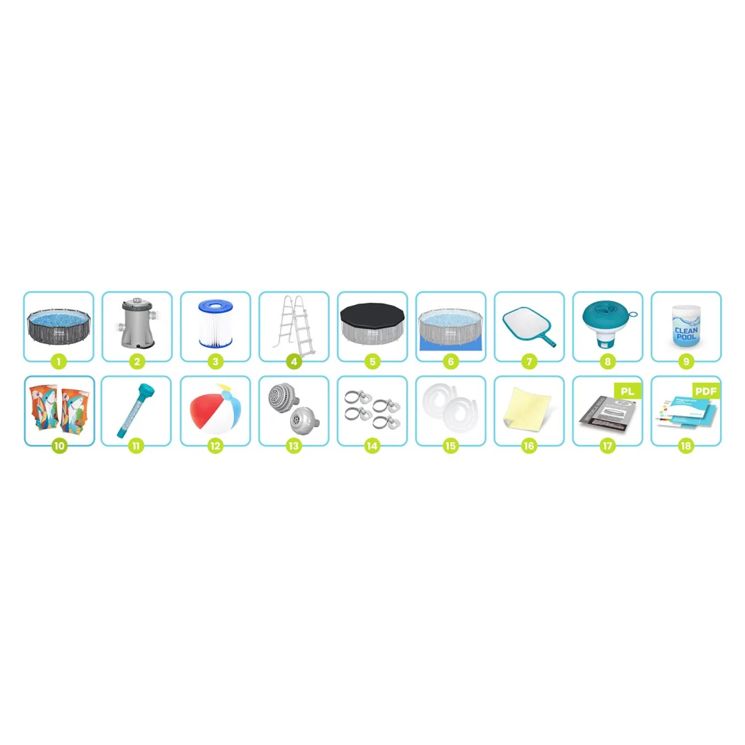Vrtni bazen s okvirom 366 x 100 cm 18-u-1 Bestway 5614X + stroj za mjehuriće BESPLATNO_15