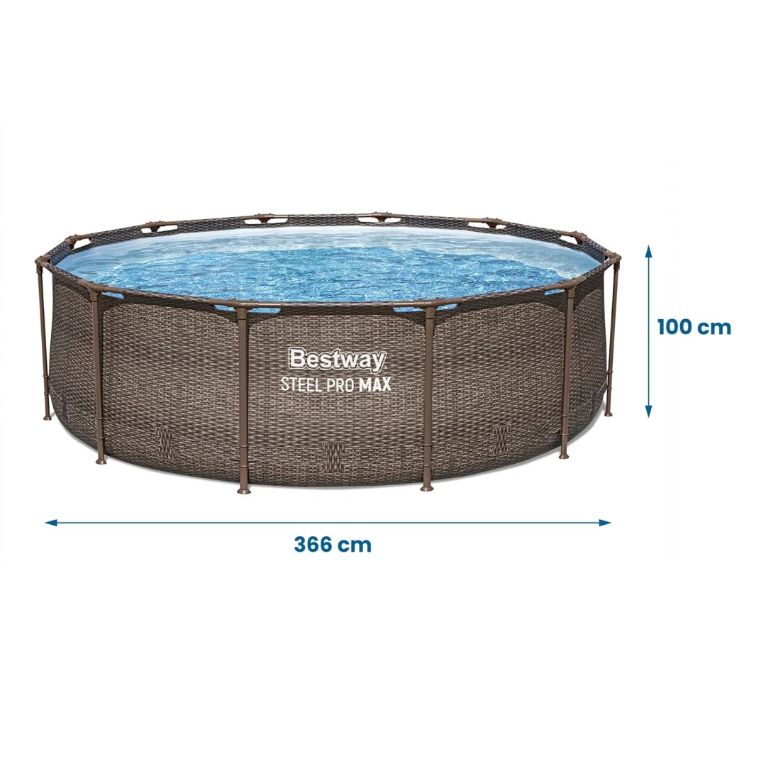 Vrtni bazen s okvirom 366 x 100 cm 18-u-1 Bestway 56709, siva_11