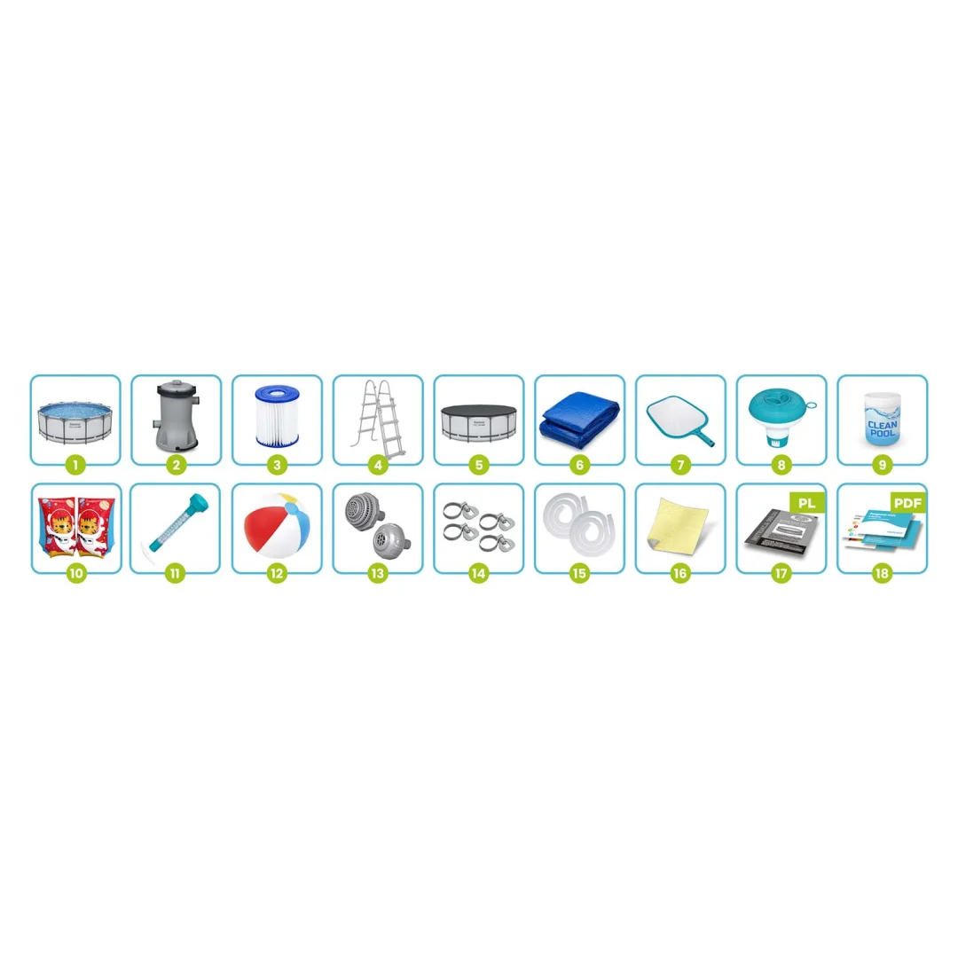 Vrtni bazen s okvirom 396 x 122 cm 18-u-1 Bestway 5618W_12
