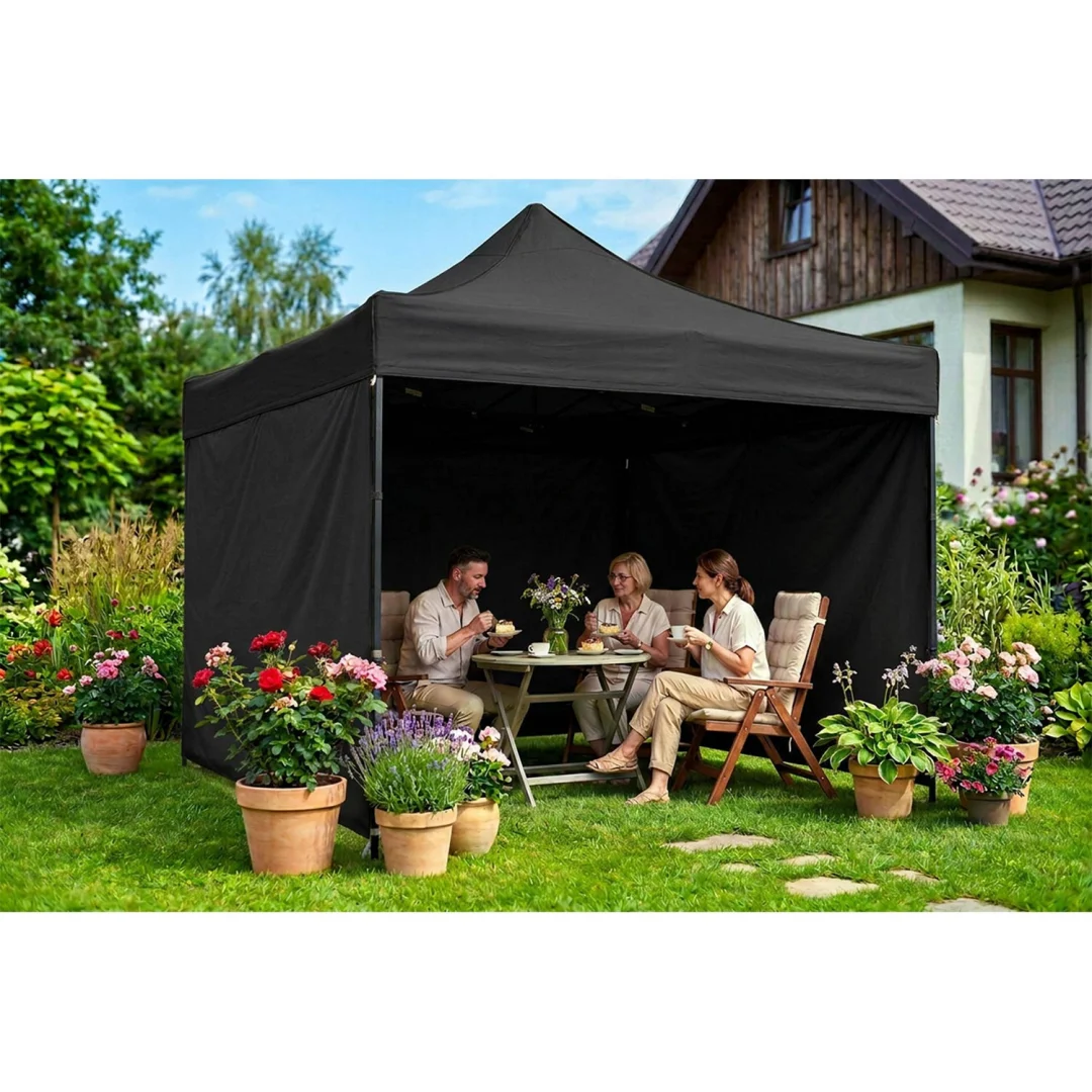 Vrtni paviljon Plonos 3 × 3 m s 3 zida, crni_3