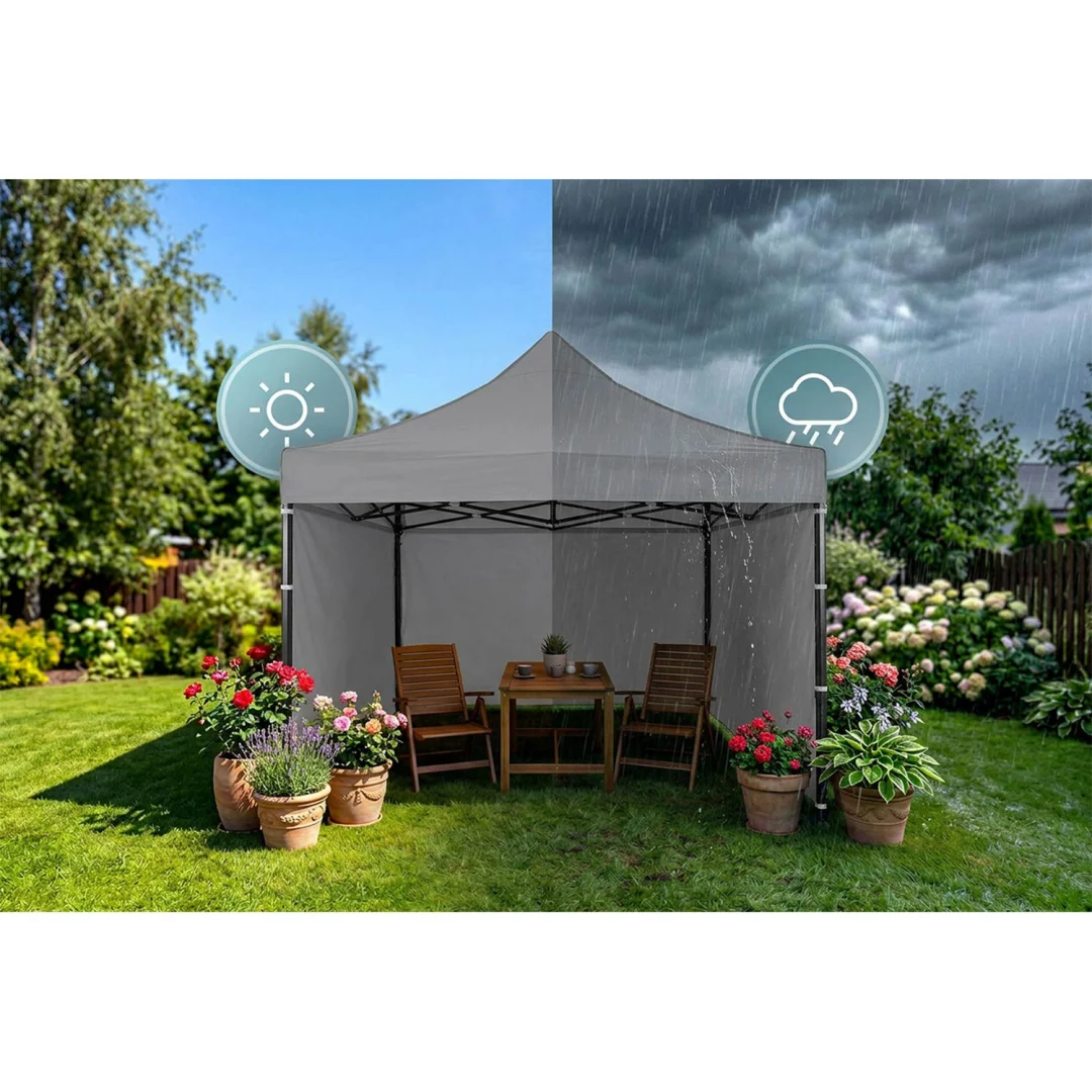 Vrtni paviljon Plonos 3 × 3 m s 3 zida, sivi_11