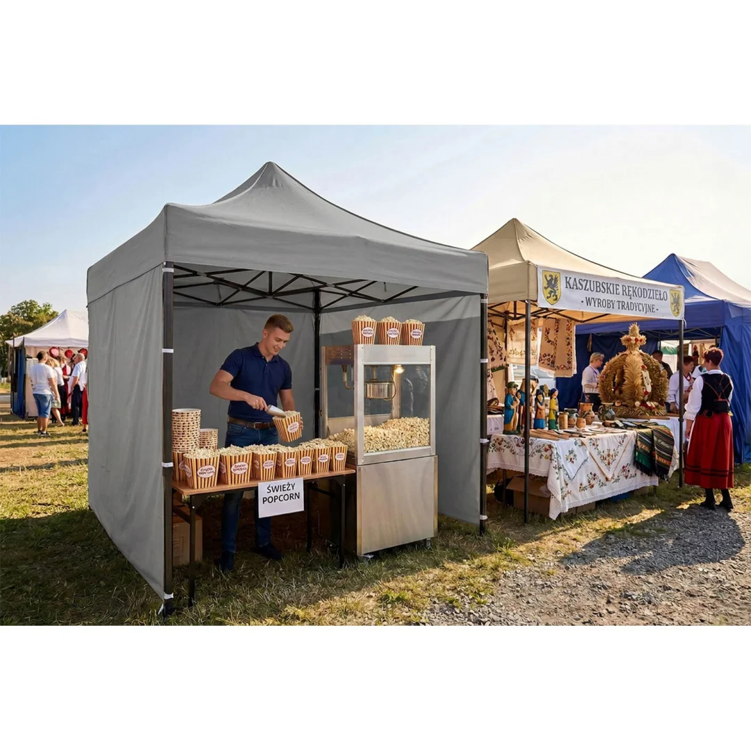 Vrtni paviljon Plonos 3 × 3 m s 3 zida, sivi_12