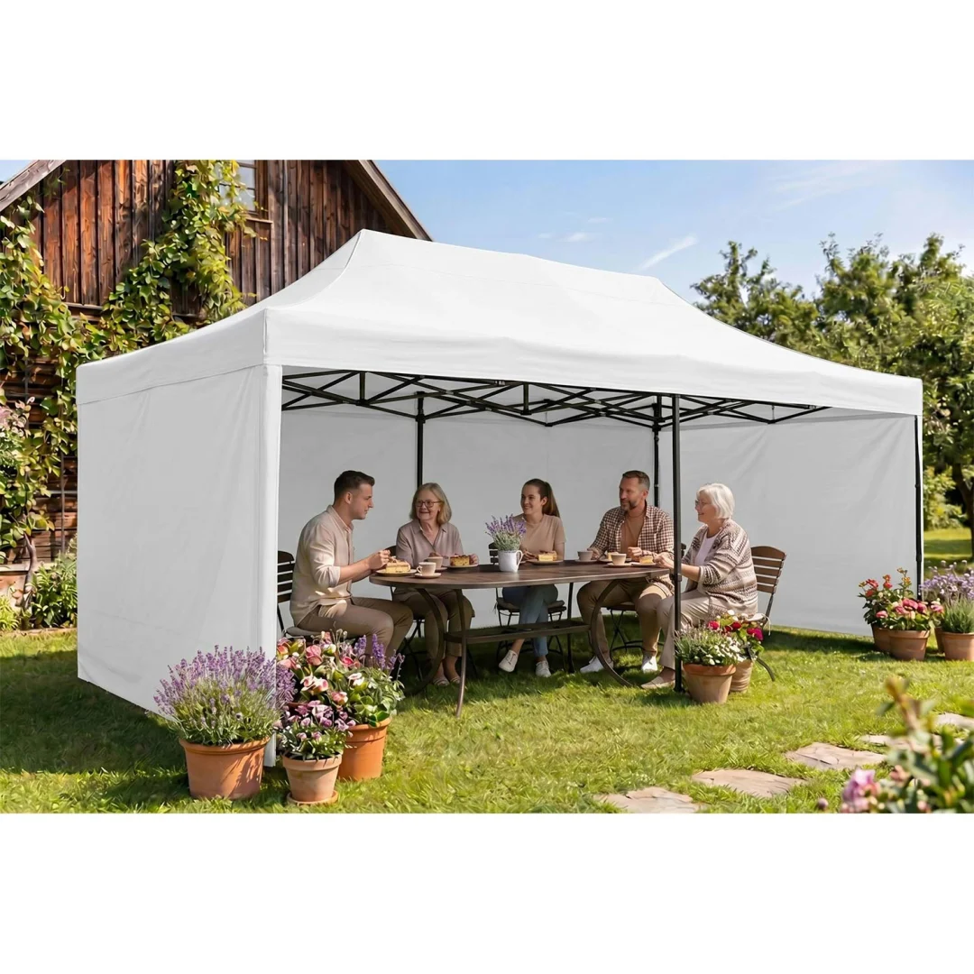 Vrtni paviljon Plonos 3 × 6 m s 3 zida, bijeli_12
