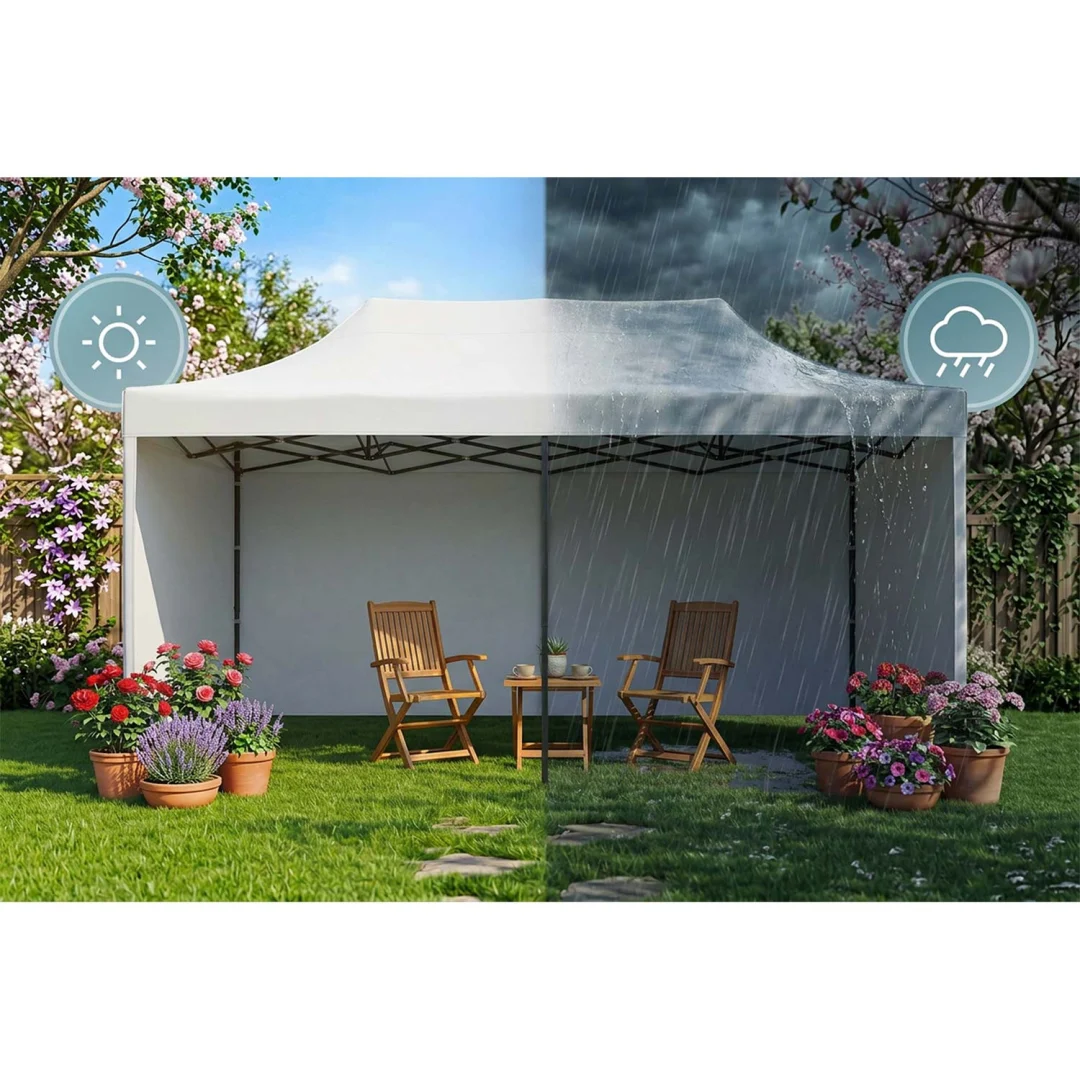 Vrtni paviljon Plonos 3 × 6 m s 3 zida, bijeli_3