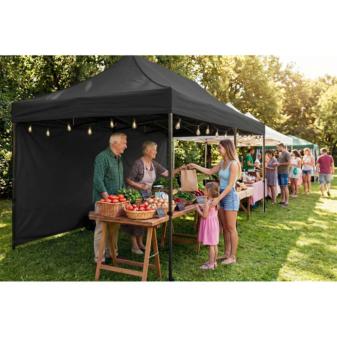 Vrtni paviljon Plonos 3 × 6 m s 3 zida, crni_12