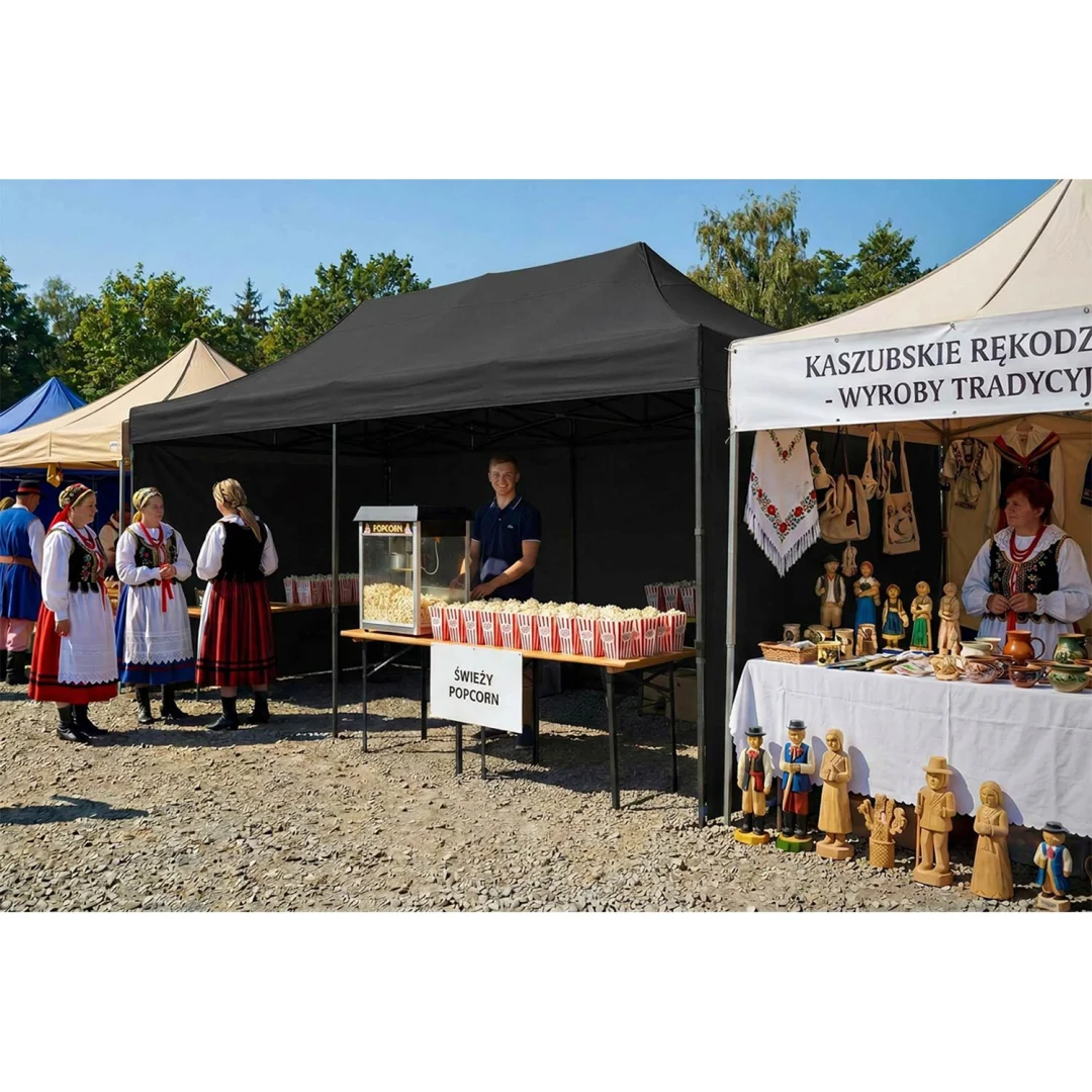 Vrtni paviljon Plonos 3 × 6 m s 3 zida, crni_13