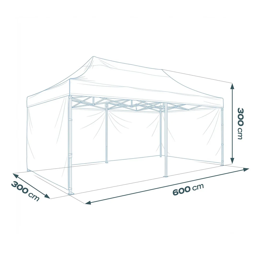 Vrtni paviljon Plonos 3 × 6 m s 3 zida, crni_14