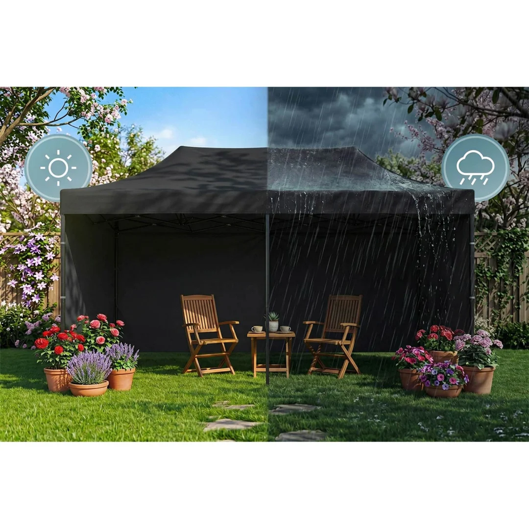 Vrtni paviljon Plonos 3 × 6 m s 3 zida, crni_3