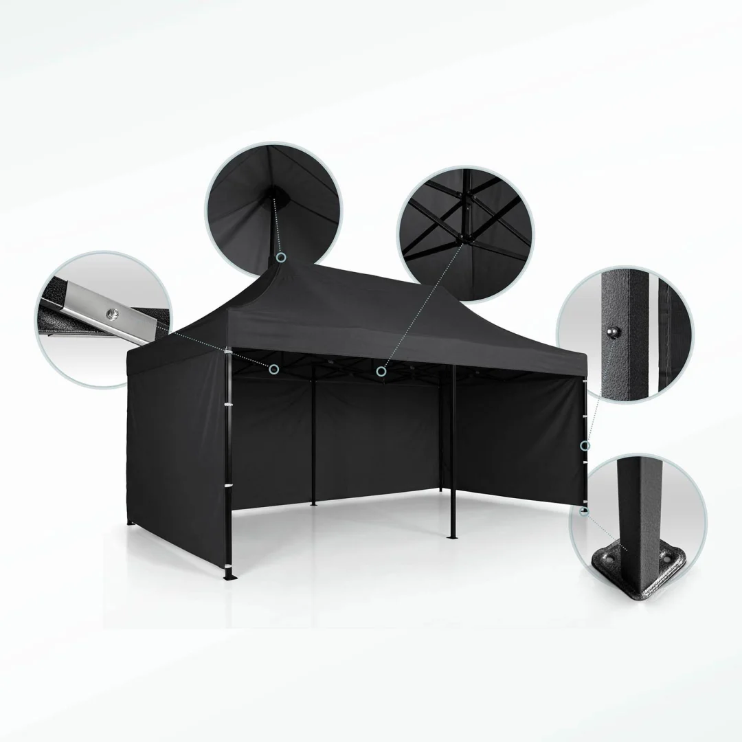 Vrtni paviljon Plonos 3 × 6 m s 3 zida, crni_6