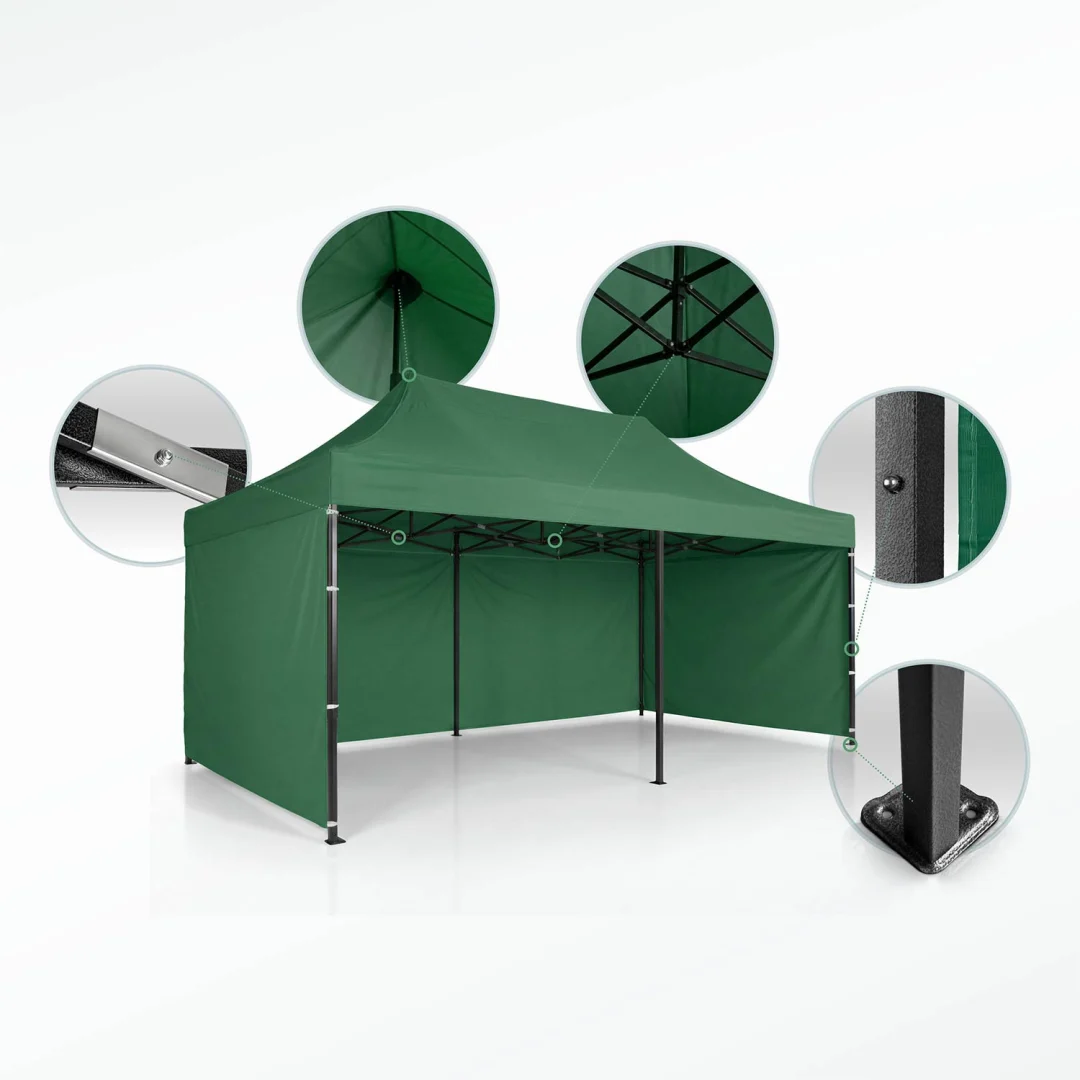 Vrtni paviljon Plonos 3 × 6 m s 3 zida, zeleni_6