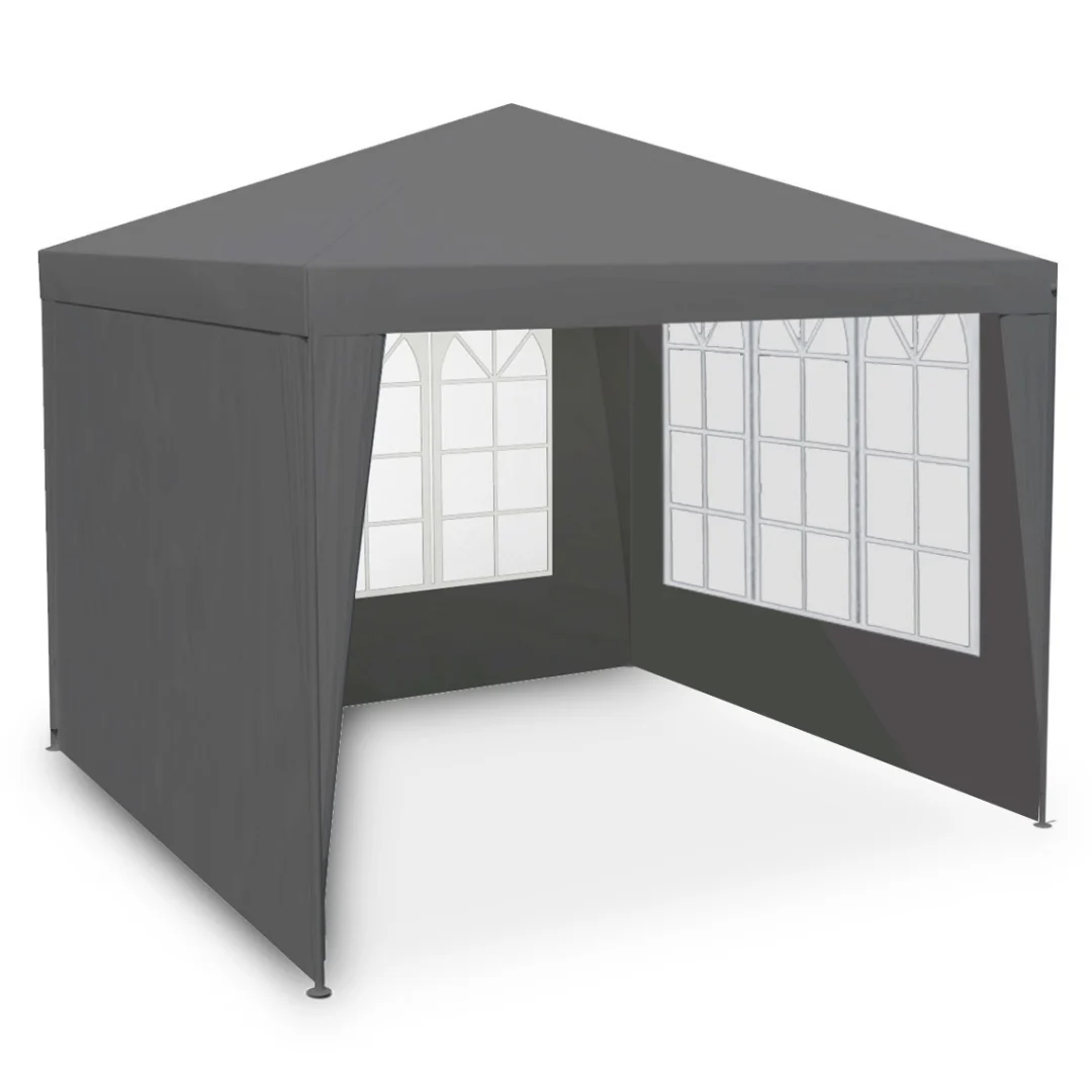 Vrtni paviljon s 4 stijenke, 3 × 3 m, sivi, Plonos_1