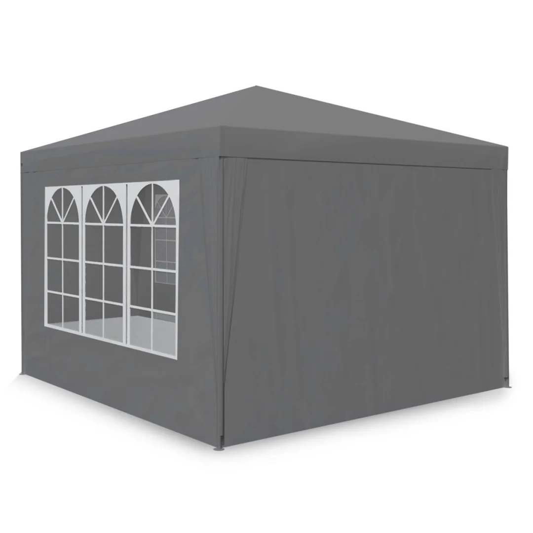 Vrtni paviljon s 4 stijenke, 3 × 3 m, sivi, Plonos_2