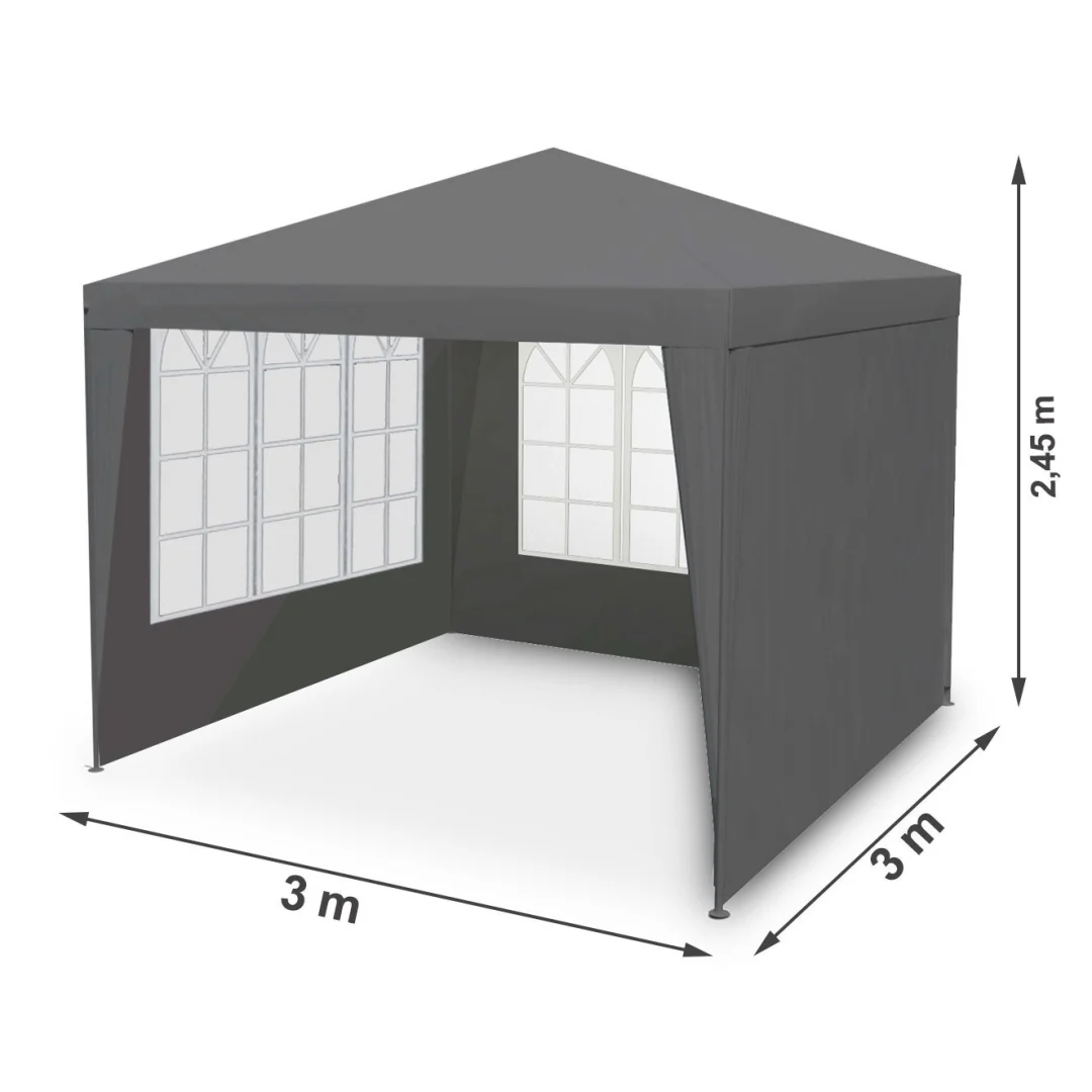 Vrtni paviljon s 4 stijenke, 3 × 3 m, sivi, Plonos_4