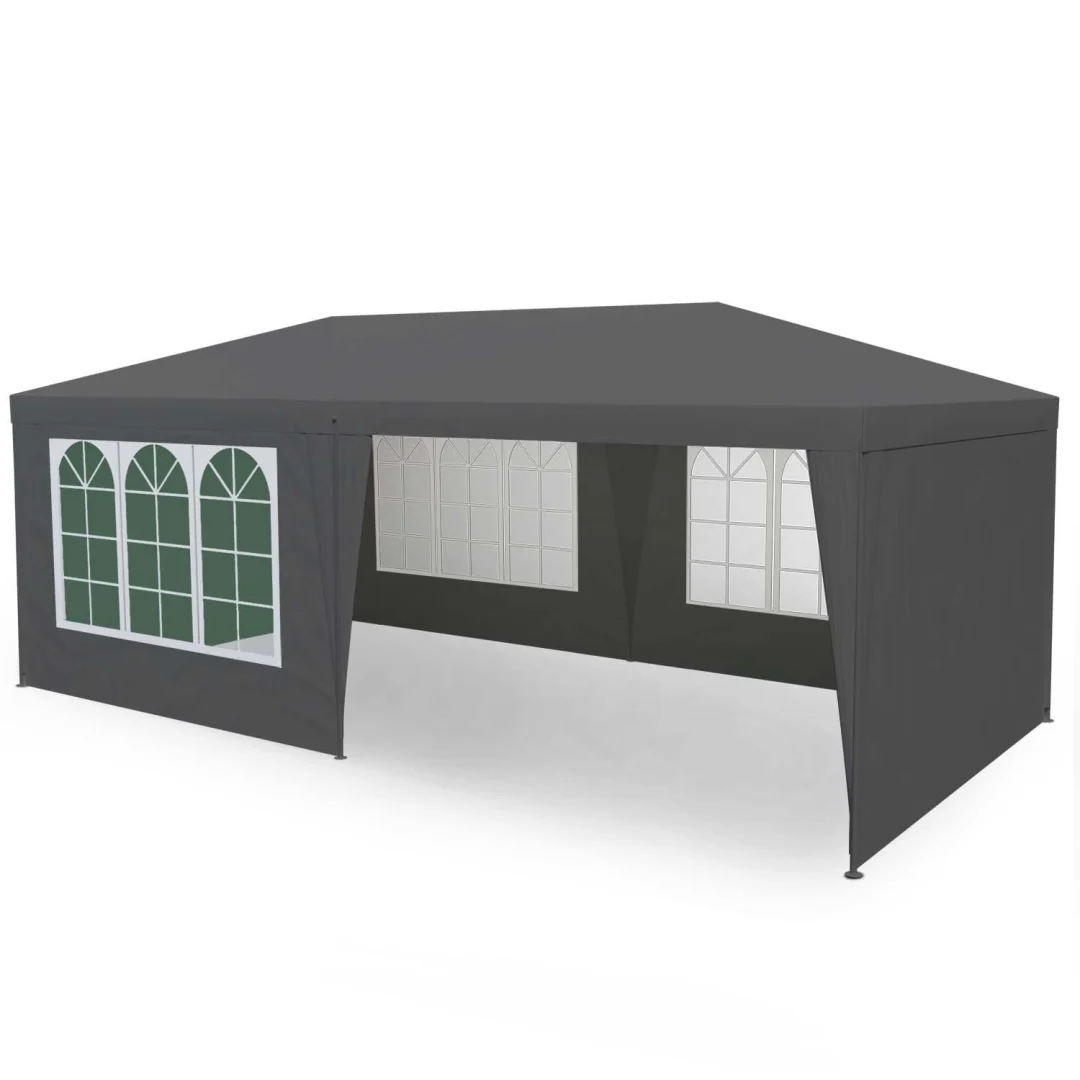 Vrtni paviljon s 4 stijenke, 3 × 6 m, sivi, Plonos_1