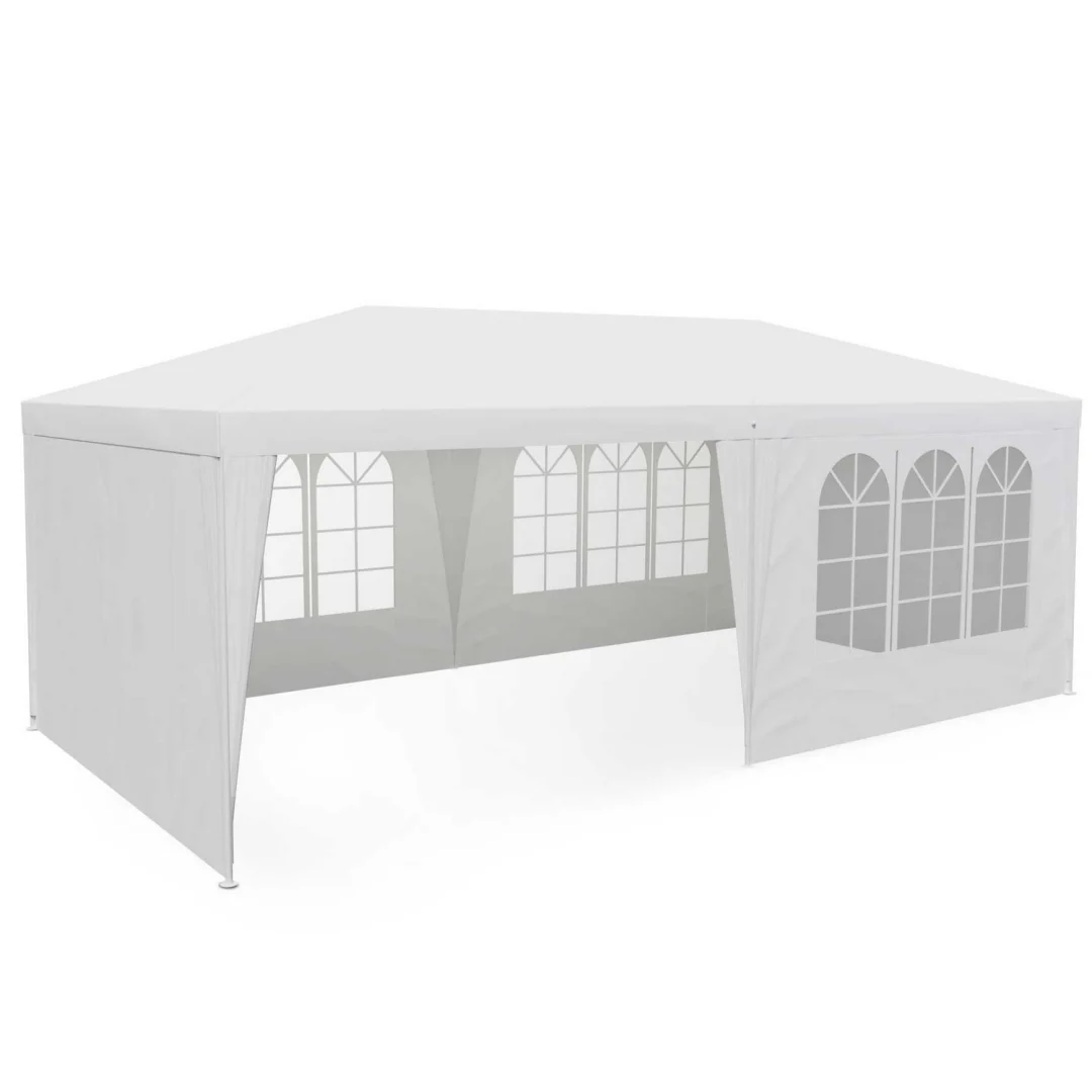 Vrtni paviljon sa 6 stijenki, 3 × 6 m, bijeli, Plonos_1