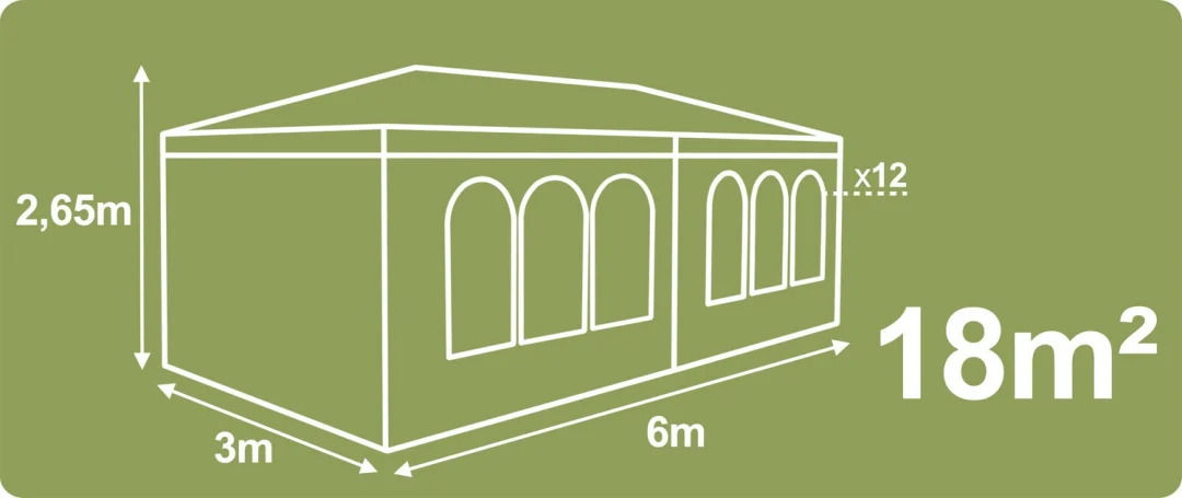 Vrtni paviljon sa 6 stijenki, 3 × 6 m, bijeli, Plonos_3