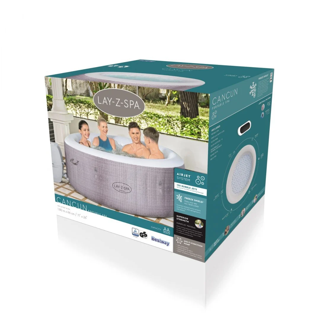 Vrtni spa centar Cancun Lay-Z-Spa AirJet BESTWAY za 4 osobe + pumpa, filter + navlaka_9
